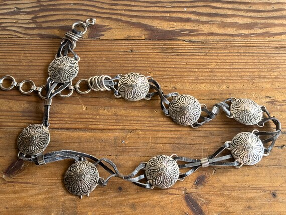 Vintage Southwestern Leather Silver Concho Style … - image 1