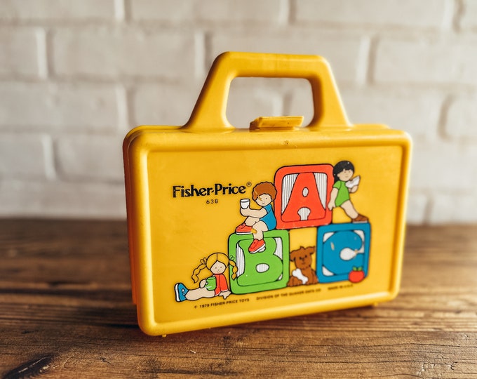 Vintage 1979 Fisher Price Yellow Lunch Books, Art Box for Kids