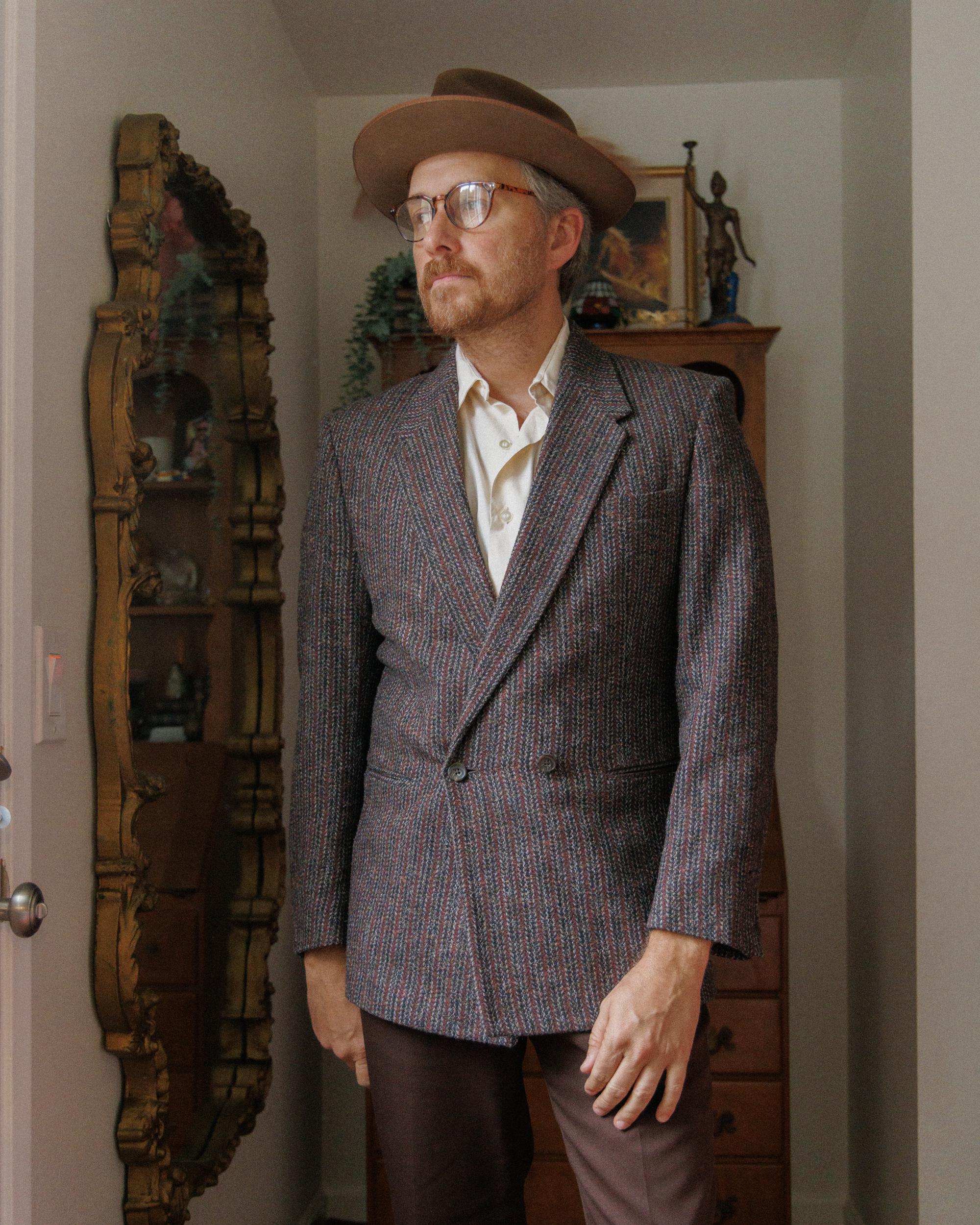 【なゆか】Herringbone Tweed Coat 80-90s Vintage E Joven Farah Double Breasted Herringbone Tweed Blazer