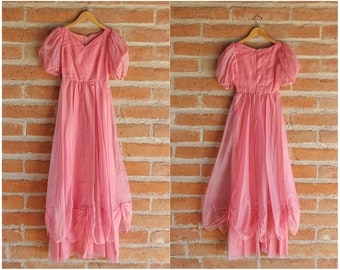 Vintage 60s Pink Cinderella Puff Sleeve Dress - JCPenney