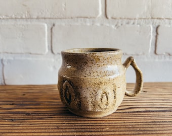 Small Vintage Stoneware Mug with Circles