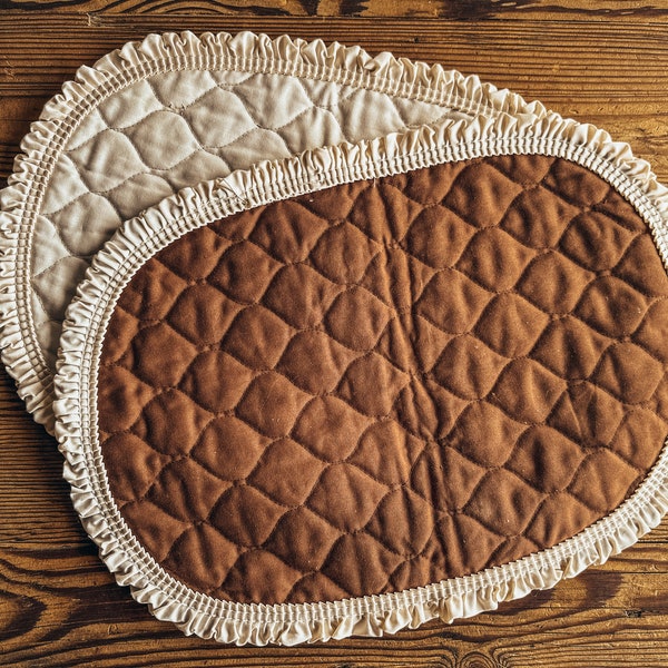 Set of 2 Brown or Cream Ruffle Placemats