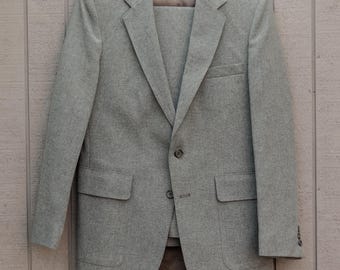 Vintage 1970s Levis Action Gray 2 Piece Suit - Wide Lapel - 40R