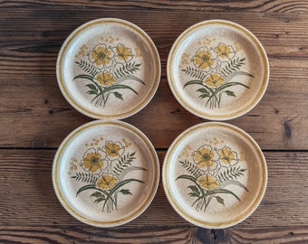 Set of 4 Vintage Roycroft Yellow Flower Side Plates