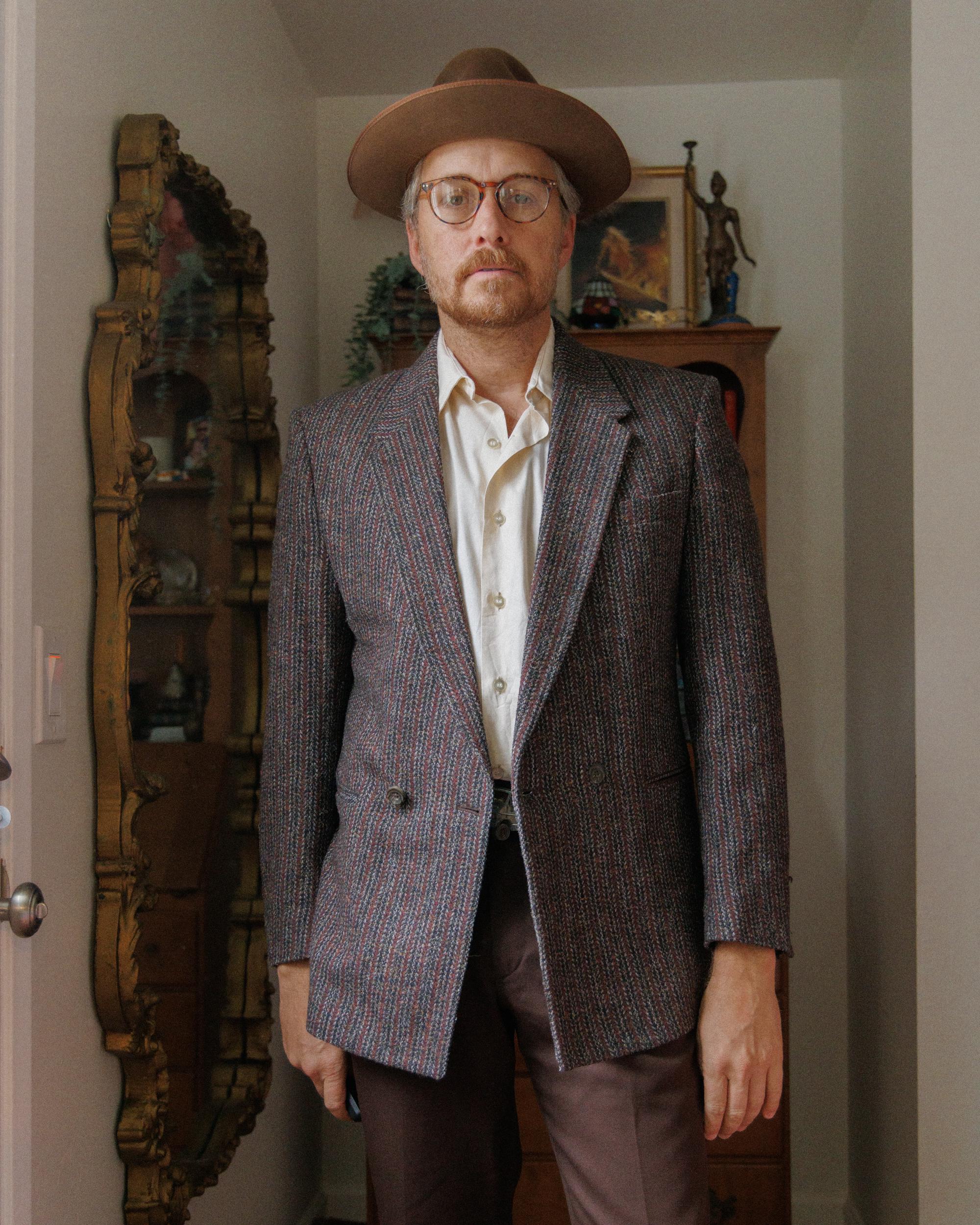 Vintage E Joven Farah Double Breasted Herringbone Tweed Blazer