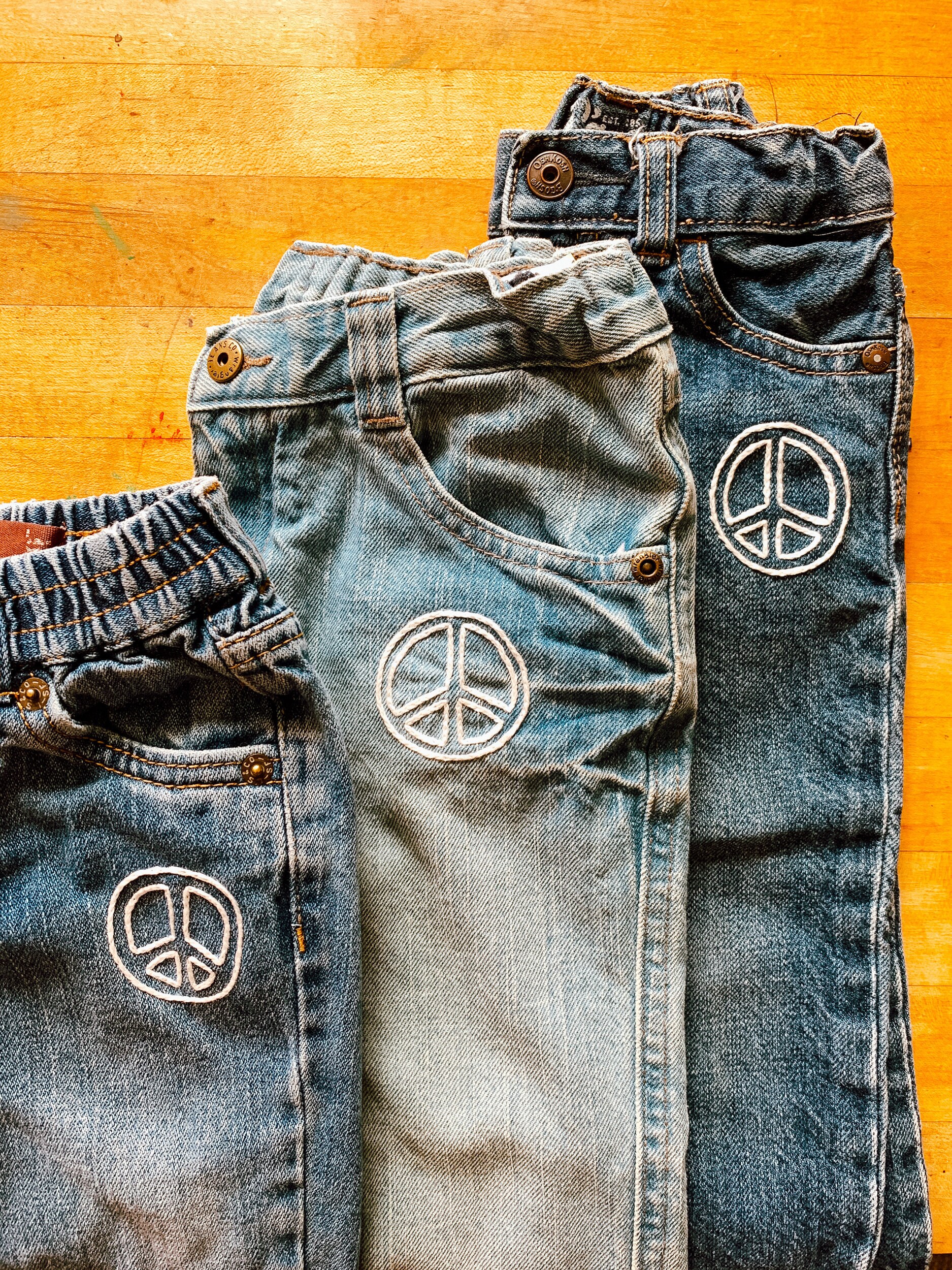 Peace Jeans - Custom Embroidered Vintage Kid's Denim Jeans