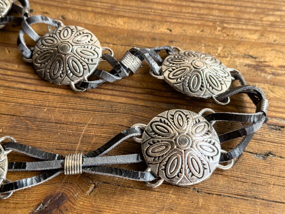 Vintage Southwestern Leather Silver Concho Style … - image 2