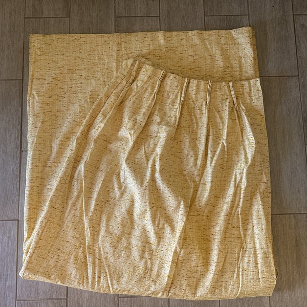 Vintage JCPenney Penn-Prest Fashion Manor Pinch Pleat Curtain Drapes - Yellow, Brown, Tan, Cream 70s
