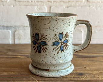 Vintage Stoneware Blue Flower Mug
