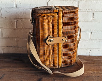 Vintage Wicker Wine Picnic Basket Bag