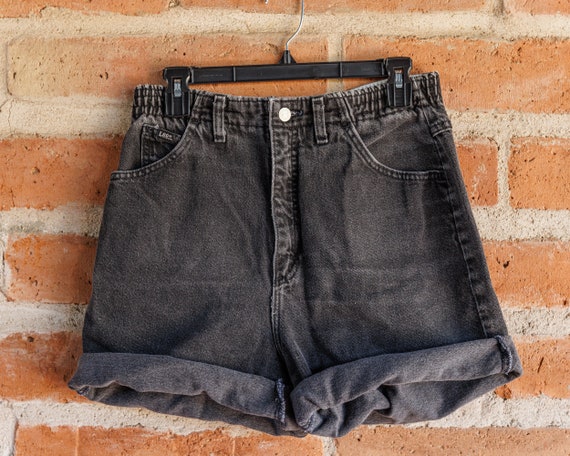 Vintage Black Lee High Waist Denim Shorts - 80s 9… - image 1