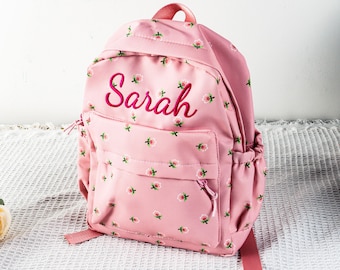 Custom Embroidery Strawberry Name Backpack, Personalized School Bag For Her, Toddler Name Backpack, Preschool Book Bag, Birthday Gifts