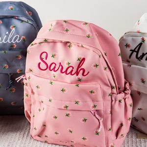 Personalized Toddler Backpack, Floral Kids Backpack, Preschool Book Bag, Backpack for Kids, Toddler School Bag, Embroidery Bag, Child Gift