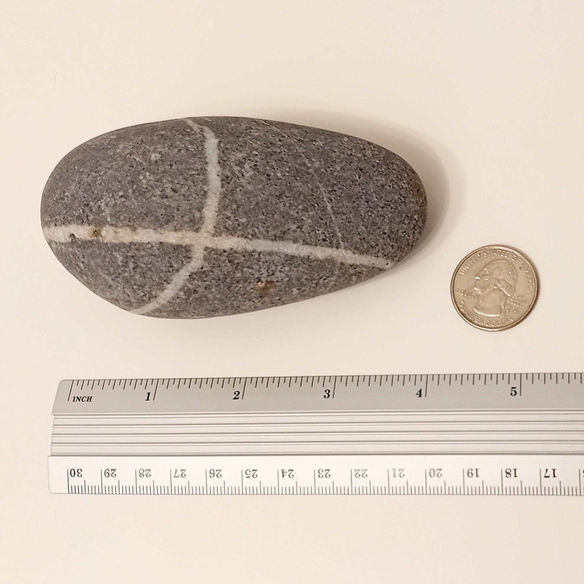 Unique Wishing Stone With White Cross Lines Lucky Stone