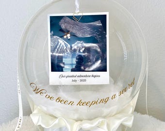 Personalized Baby Announcement Surprise:  Handmade Unique Baby Scan Photo Bubble Balloon Gift