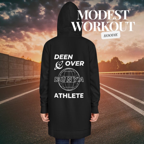 Deen over Dunya Athlete Hoodie for Women | Islamic Gym Clothes | Modest Workout Hoodie