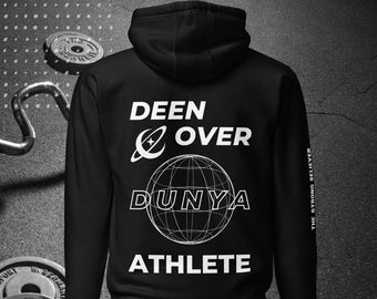 Deen über Dunya Athlete Hoodie | Islamische Turnkleidung