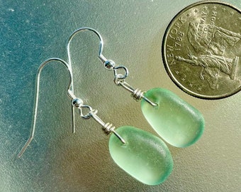 Handcrafted Sterling Silver Seafoam Sea Glass Earrings