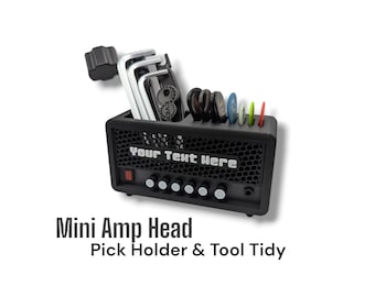 Customizable Mini Guitar Amp Styled Pick & Tool Holder, Gift for musicians