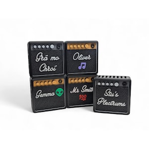 Personalized Pick Holder, Plectrum Display, Guitar Pick Holder Mini Amp • Cute Gift For Musicians with 8 Slots immagine 9