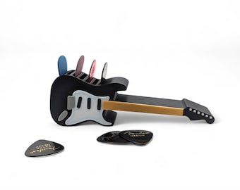 Guitar Pick Holder and Display: Stratocaster Electric guitar Style Plectrum Organizer