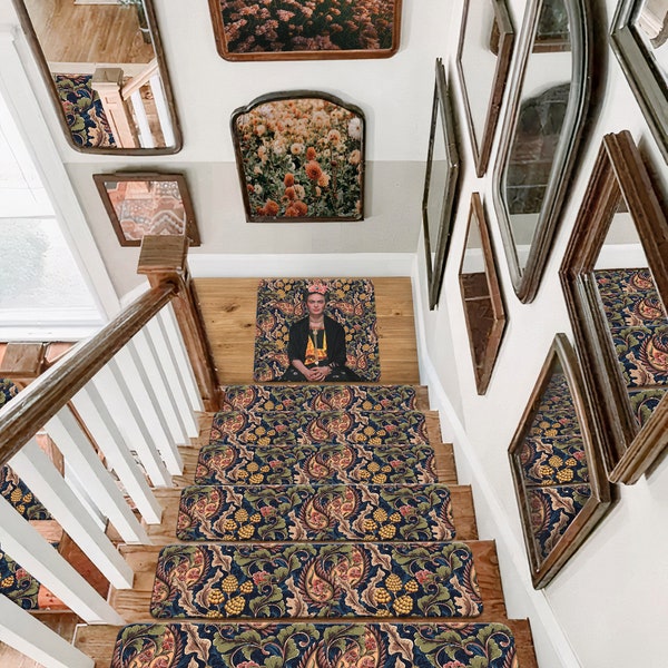 Non-slip stair rug,Bohemian stair carpet,Soft Surface Step Rug,Frida patterned Rug,Home Decor,Rug,Carpet,Machine Washable Carpet,Stair Mat