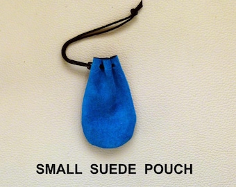 Small Suede Drawstring Pouch: Crystal, Dice, Jewelry Bag, Amulet Pouch