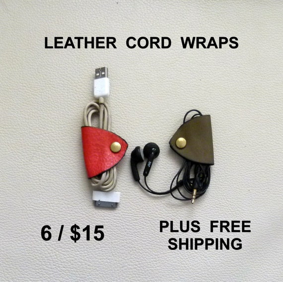 Leather Cord Tacos: Earbud Cable Keepers - Set of 6
