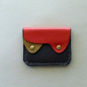 Cartera de cuero de colores de otoño, billetera de cuero pequeña, billetera minimalista, billetera de colores de la tierra