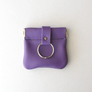Monedero de cuero con marco de compresión, monedero de cuero, estuche de cuero para auriculares, estuche de cuero para púas de guitarra, estuche para rosarios