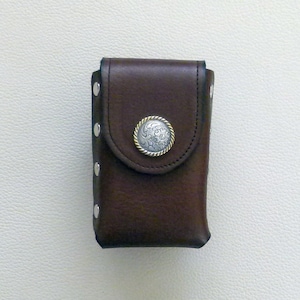 Leather Cigarette Case, Brown Leather Cigarette Case,  100 mm Cigarette Case,  Cigarette Case with Lighter Case