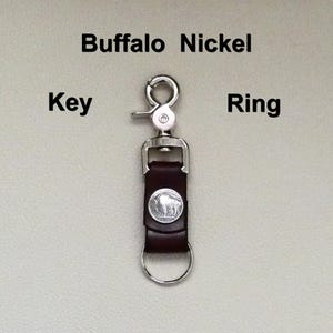 Leather Trigger Snap Key Ring, Buffalo Nickel Leather Keyring