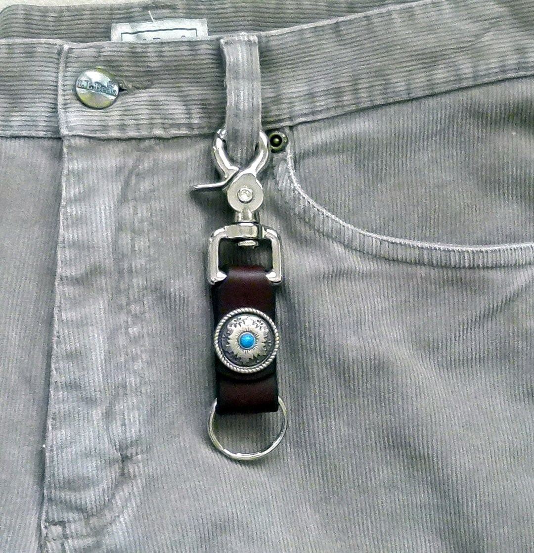 Leather Trigger Snap Key Ring Southwestern Leather Keyring Etsy