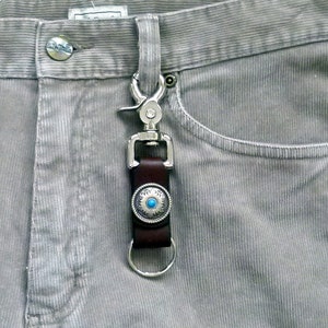 Leather Trigger Snap Key Ring, Southwestern Leather Keyring