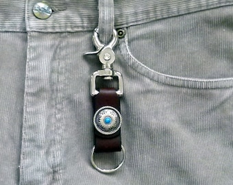 Leather Trigger Snap Key Ring, Southwestern Leather Keyring