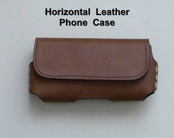 Horizontal Leather Cell Phone Case,  Leather Cell Phone Holster, Leather Smart Phone Case, Leather Flip Phone Case