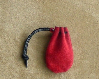 Small Suede Drawstring Pouch, Amulet Pouch, Crystal Pouch, Drawstring Bag, Dice Bag