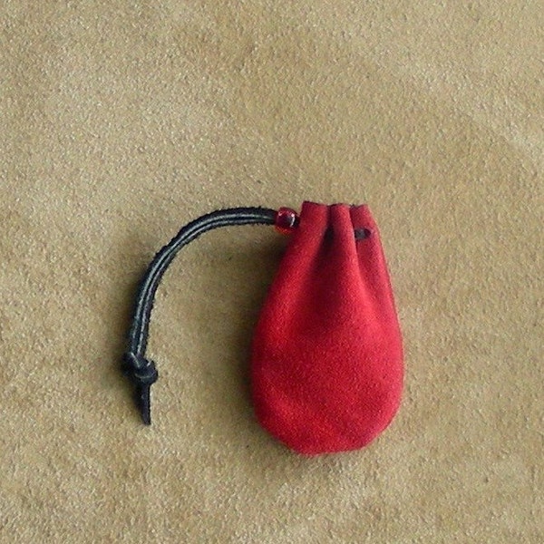 Small Suede Drawstring Pouch, Amulet Pouch, Crystal Pouch, Drawstring Bag, Dice Bag