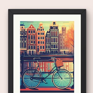 Amsterdam Travel Print - The Netherlands - Amsterdam Poster - Vintage Travel Poster - Amsterdam Art - Gift for Traveller - Travel Wall Art