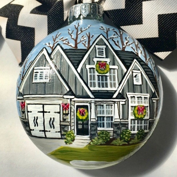 Hand Painted House Christmas Ornament