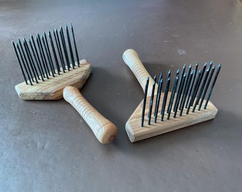Handmade Medieval Wool Combs, English Hardwood, Set of 2