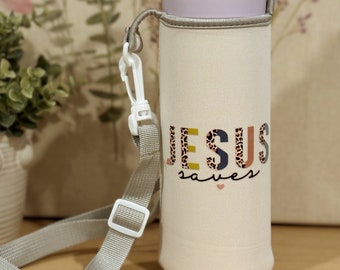 Jesus Saves - Water Bottle Carrier/Sleeve With Adjustable Strap