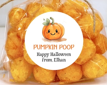Halloween Labels, Pumpkin Poop, Favors for Guests, Halloween Stickers, Classroom Party Snacks, Custom Printed Labels, Trick or Treat Gift