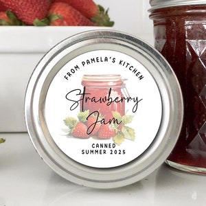 Strawberry Jam Canning Labels, From the Kitchen of, Homemade Preserves Stickers, Labels for Mason Jelly Jar Lid, Pie Filling, Pantry Sticker