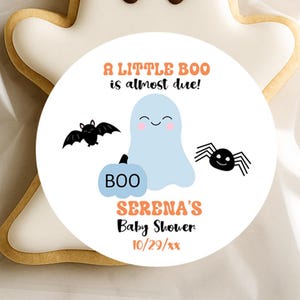 Baby Shower Favor Labels, Halloween Baby Shower, Boy Ghost Labels, Girl Baby Shower, Baby Shower Stickers, Personalized Favors for Guests