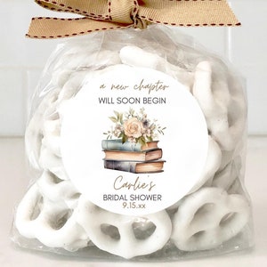 A New Chapter Begins, Book Bridal Shower Labels, Storybook Theme, Shabby Vintage, Wedding Stickers, Thank You Labels, Guest Treat Favors
