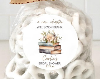 A New Chapter Begins, Book Bridal Shower Labels, Storybook Theme, Shabby Vintage, Wedding Stickers, Thank You Labels, Guest Treat Favors