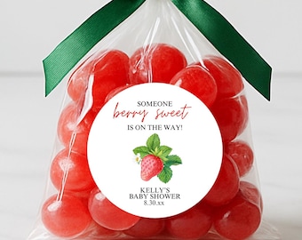 Strawberries Baby Shower Labels, Someone Berry Sweet Shower, Berry Sweet Baby Favors, Strawberry Shower Stickers, Custom Personalized Labels