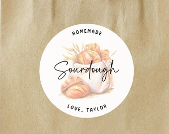Sourdough Bread Labels, Baked with Love Labels, Homemade Bread Stickers, Bakery Business Stickers, Custom Baked Goods Labels, Artisan Bread