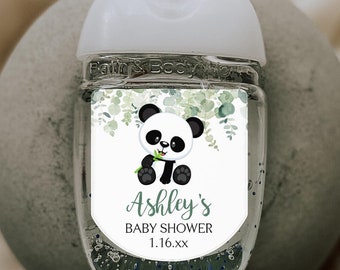 Panda Baby Shower Hand Sanitizer Labels, Panda Floral Labels, Neutral Shower, Greenery Baby Shower, Baby Shower Favors, Hand Sanitizer Favor